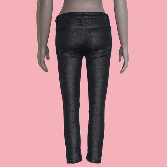 Ann Demeulemeester Metallic Black Blue Cropped Skinny Denim Jeans Size Small - Picture 3 of 5